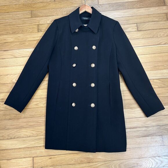 Lauren Ralph Lauren Jackets & Blazers - Ralph Lauren Double Breasted Black Pea Coat Women's Size Large